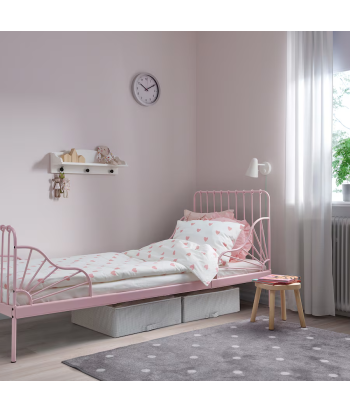 Ext bed frame with slatted bed base, light pink, 80x200 cm